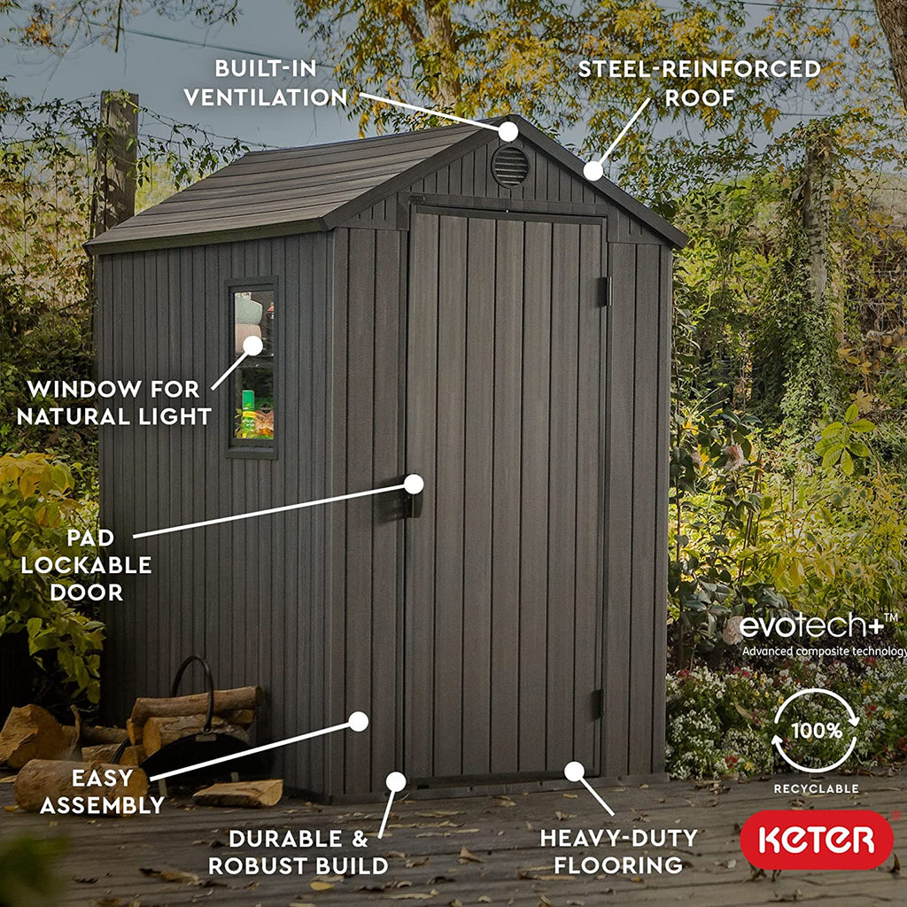 Keter Darwin 6 x 4ft Shed - Grey