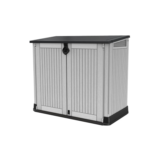 Keter Store-It-Out Midi 880L Outdoor Garden Storage Box – Grey & Black, Lockable Resin Shed