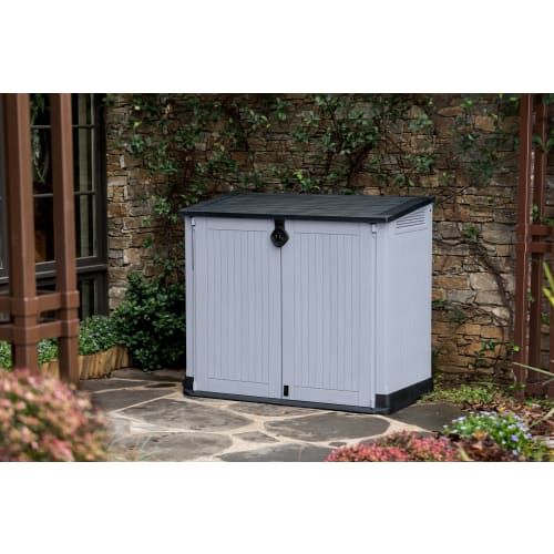 Keter Store-It-Out Midi 880L Outdoor Garden Storage Box – Grey & Black, Lockable Resin Shed